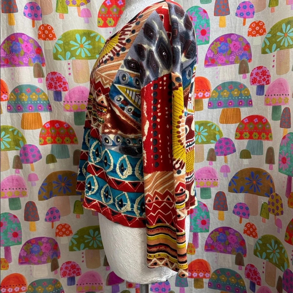 Sacred Threads 100% Cotton Beaded L/S Top. Small - Picture 7 of 8